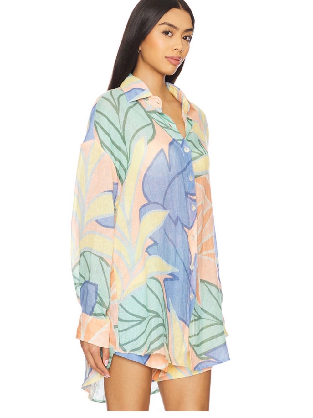 Vitamin A Playa 100% Linen Boyfriend Shirt Oversized Small MSRP $165. * flaw - Picture 4 of 9